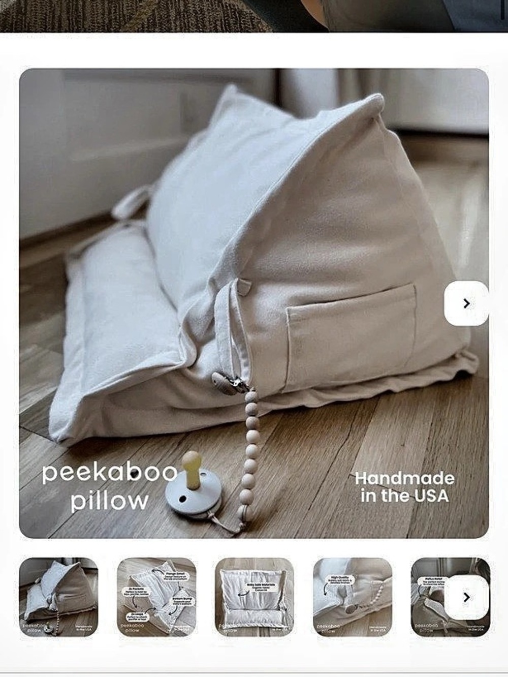Peekaboo Pillow Original Cream Accent Pillow